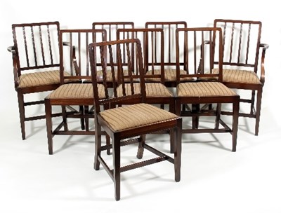 Lot 721 - A set of eight mahogany rail back dining...