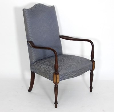 Lot 735 - A 20th Century framed open armchair, reeded...