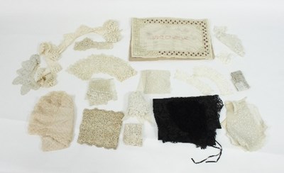 Lot 764 - A quantity of white and black lace collars,...