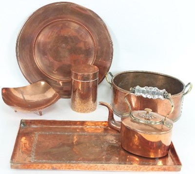 Lot 786 - A copper tray and sundry copper