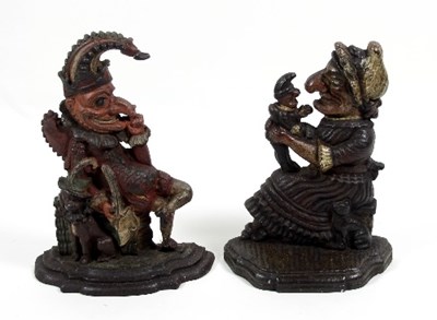 Lot 793 - A pair of cast iron Punch and Judy doorstops,...