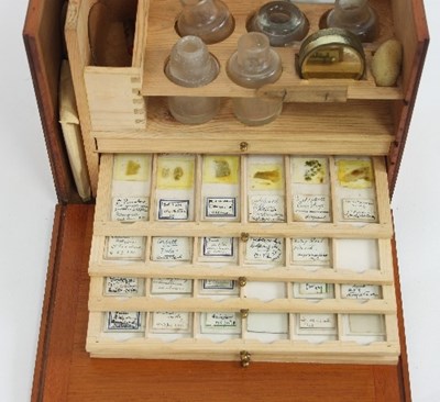 Lot 820 - A doctor's specimen slide cabinet, fitted...