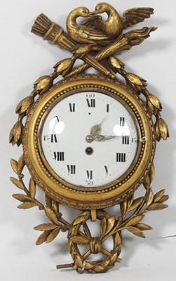 Lot 830 - A Louis XV style wall clock, with giltwood...