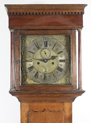 Lot 831 - An oak cased longcase clock with square brass...