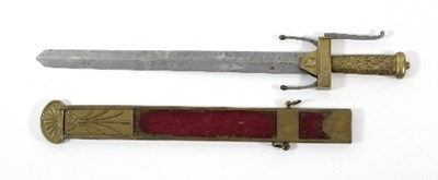 Lot 845 - A French Sappers sword with brass fish scale...