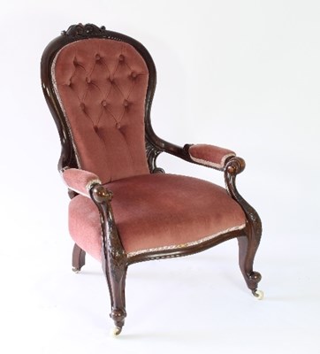 Lot 14 - A Victorian button back open armchair