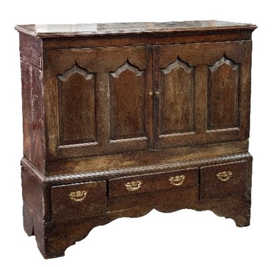 Lot 21 - An 18th Century oak Carmarthenshire chest, the...