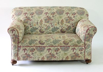 Lot 29 - A Victorian two-seater sofa with drop down arm,...