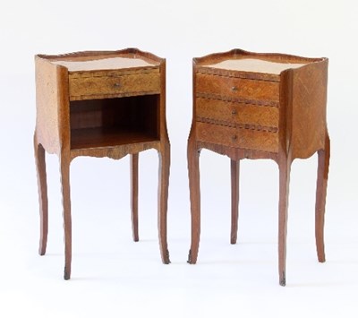 Lot 40 - A pair of Continental inlaid bedside tables,...