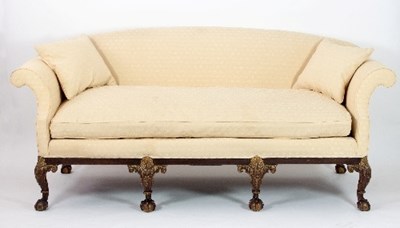 Lot 121 - A George II style sofa, with arch back and...