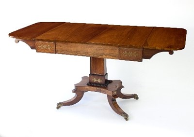 Lot 122 - A Regency rosewood and brass inlaid sofa table,...