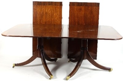 Lot 123 - A reproduction twin-pedestal dining table, in...