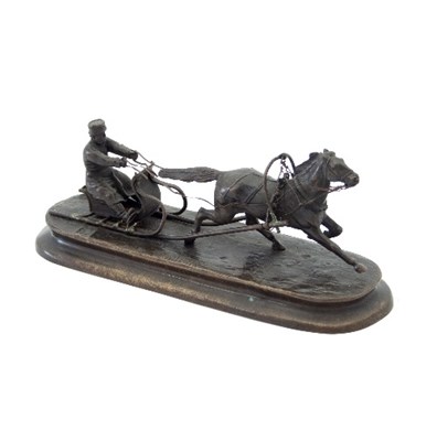 Lot 152 - A Russian bronze figure of a horse-drawn...