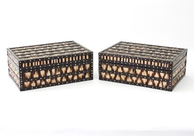 Lot 164 - Two porcupine quill boxes, both fitted with...