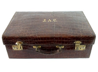 Lot 168 - A gentleman's crocodile leather dressing case,...