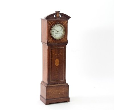 Lot 183 - A miniature inlaid cased longcase clock, the...