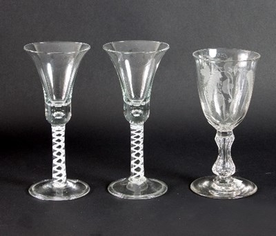 Lot 201 - A pair of George III style drinking glasses,...