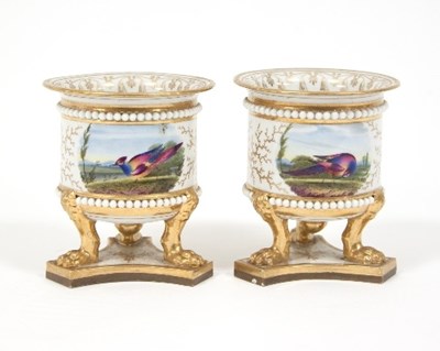 Lot 216 - A pair of Flight Barr & Barr cylindrical vases...