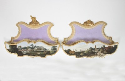 Lot 220 - A pair of Chamberlains Worcester wall pockets,...