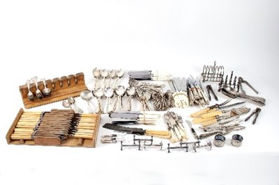 Lot 302 - An EPNS table service, crested, various knives,...