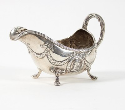 Lot 312 - A Continental silver sauce boat, import marks...