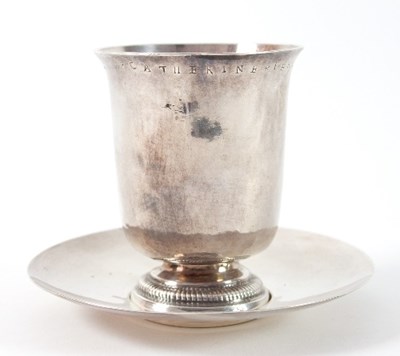 Lot 313 - A Continental silver beaker, the rim inscribed...