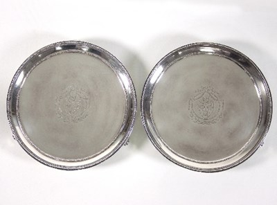 Lot 331 - A pair of George III silver waiters, WB,...