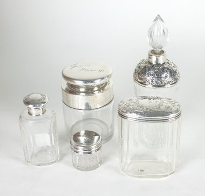 Lot 368 - A silver mounted glass scent bottle, J H...