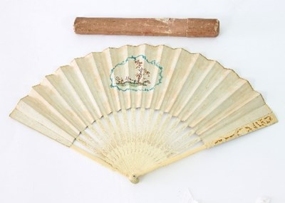 Lot 385 - An early 19th Century Continental fan, painted...