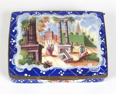 Lot 404 - A Bilston enamel box, circa 1780, the cover...