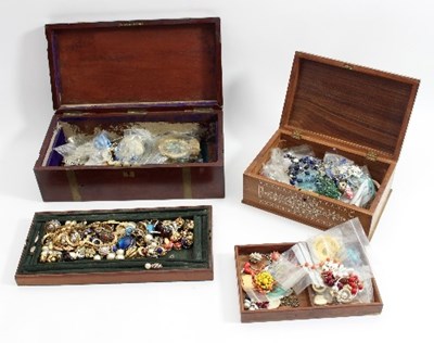 Lot 434 - A quantity of costume jewellery contained in a...