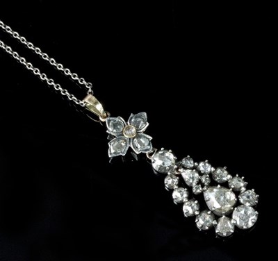 Lot 490 - A Georgian diamond pendant, the central pear...