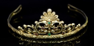 Lot 507 - A Russian silver-gilt and gem set tiara,...