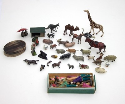 Lot 612 - A group of miniature painted lead animals and...