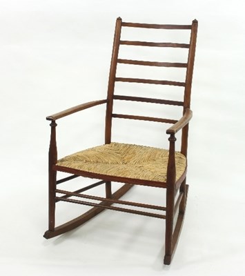 Lot 4 - An Arts and Crafts style ladder back rocking...