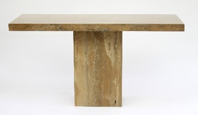 Lot 13 - A 20th Century Travertine walnut stone console...