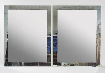 Lot 37 - A pair of modern wall mirrors with mirror tile...