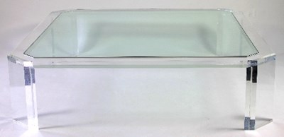 Lot 46 - A large Lucite and glass coffee table, the...