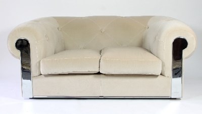 Lot 47 - A pair of Fendi cream two-seater sofas, with...