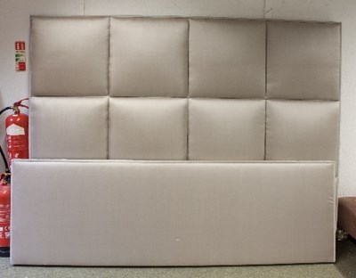 Lot 58 - A large pale grey upholstered headboard with...