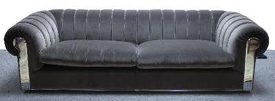 Lot 61 - A large brown Fendi sofa, with chrome trim...