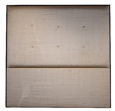 Lot 63 - A button upholstered headboard, cream with...