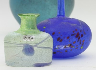 Lot 130 - Kosta Boda: a blue glass bottle vase, with...