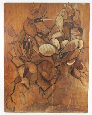 Lot 233 - Aline Flach/Cacti/signed/oil on wood panel,...