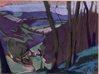 Lot 246 - C M White/Winter Wooded Valley/signed/pastel,...