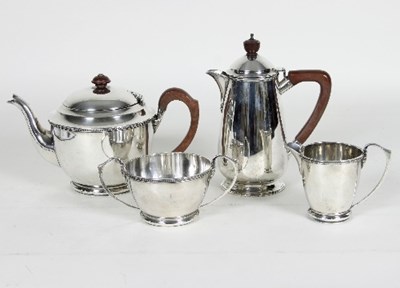 Lot 344 - An Art Deco three-piece silver tea set, Deakin...