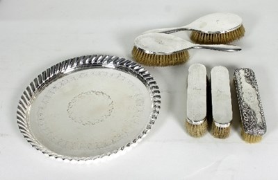 Lot 346 - A silver backed dressing table set, various...