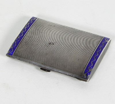 Lot 348 - A silver engine turned cigarette case, import...