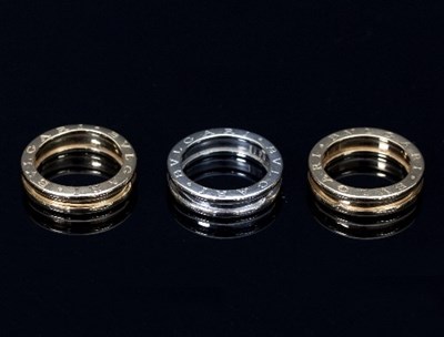 Lot 385 - Bulgari: three B.Zero1 rings, two in 18ct...