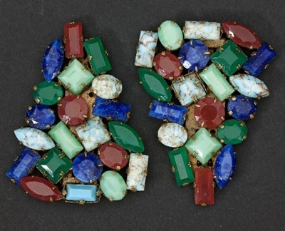 Lot 388 - A pair of Bohemian costume jewellery clips,...